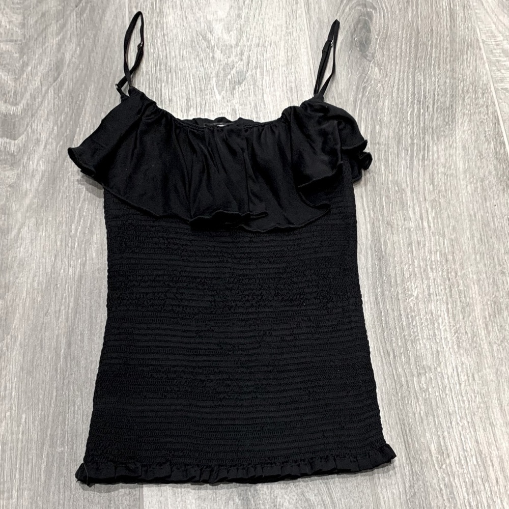 Chaser black ruffle tank- S